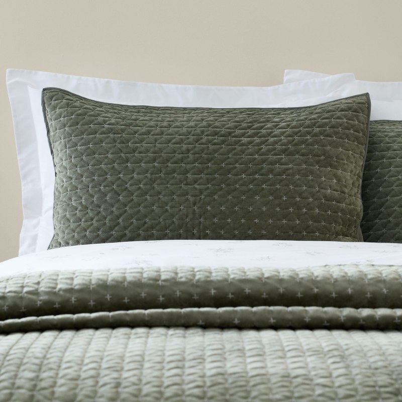 Bianca Bianca Attica Velvet Pillowsham Pair in Green
