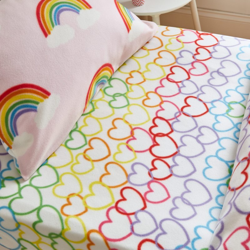 Catherine Lansfield Catherine Lansfield Rainbow Hearts Fleece Fitted Sheet Double